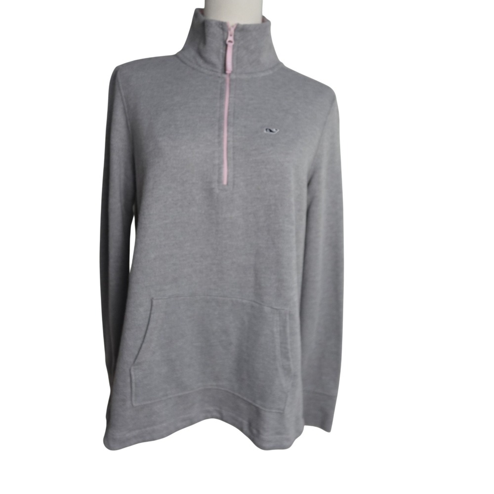 Vineyard Vines Shep Shirt Gray Pink 1/4 Zip Pullover Sweatshirt Women's S - Picture 2 of 16